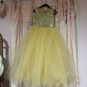 Elegant Gold Sequin Kids Formal Dress